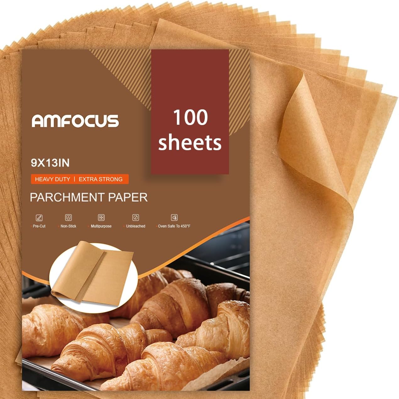 Parchment Paper Sheets - Non-Stick Precut Baking Paper for Air Fryer & Grilling | 9x13 In, 100PCS