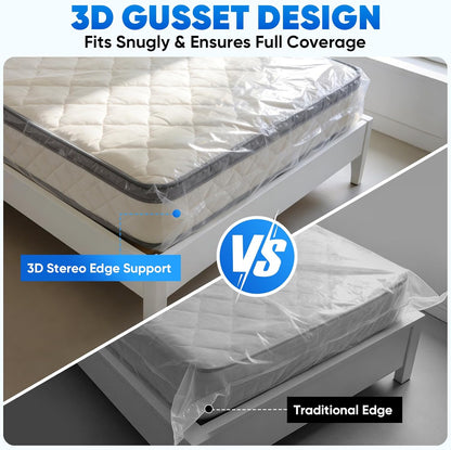 TICONN Waterproof Mattress Bag - Heavy-Duty Plastic Protector for Moving | 2-Pack, Queen Size
