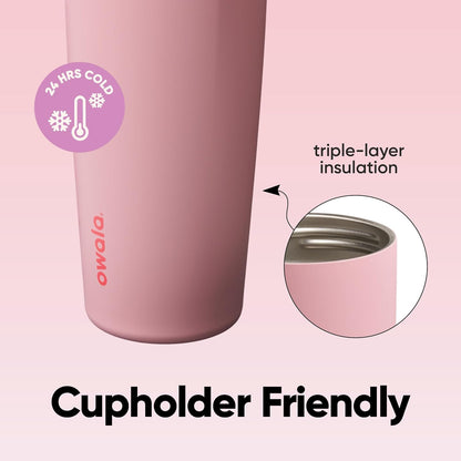 Owala FreeSip Sway Insulated Stainless Steel Water Bottle - 30oz, Two-Way Spout, Pink Angel Food Cake