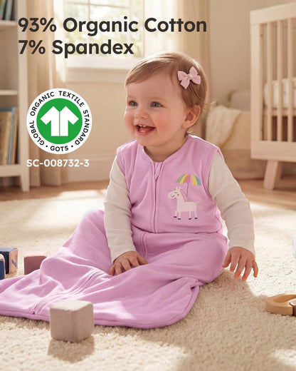 Yoofoss Baby Sleep Sack - 100% Organic Cotton Wearable Blanket | 6-12 Months, 2-Way Zipper, 3 Pack