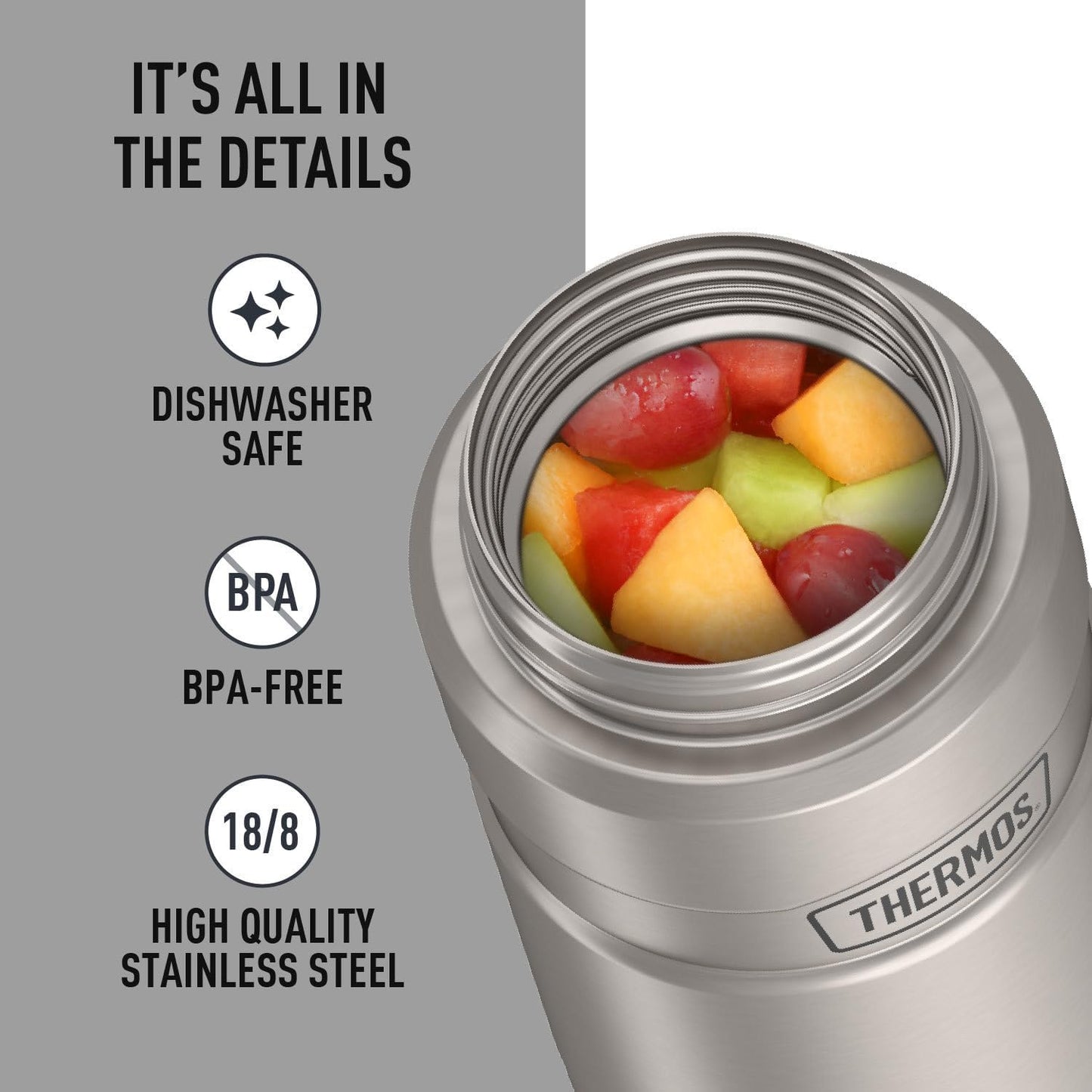 THERMOS Stainless King Vacuum-Insulated Food Jar - 24 Ounce Capacity, Matte Steel Finish