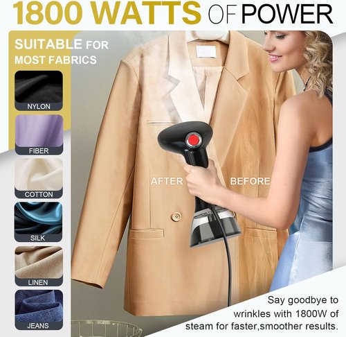 **Steamer for Clothes by [Brand Name] - 1800W Handheld Garment Steamer with 3 Settings & 380ml Tank | Portable Travel Iron**
