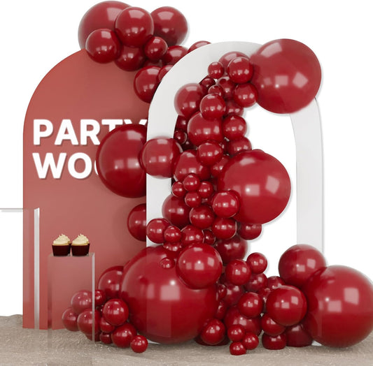 PartyWoo Burgundy Balloon Arch Kit - 127 Pcs in Various Sizes for Graduation & Birthday Decor | Dark Chestnut Red