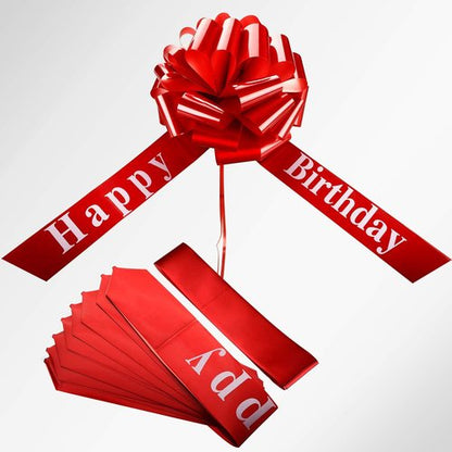 Happy Birthday Big Car Bow - Large Gift Wrapping Decoration for Parties | 20 Inches, Red