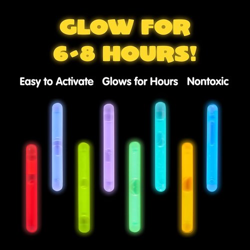 JOYIN 200 Mini Glow Sticks - 1.7" Glow in The Dark Party Favors | 8 Vibrant Colors for Easter & Events