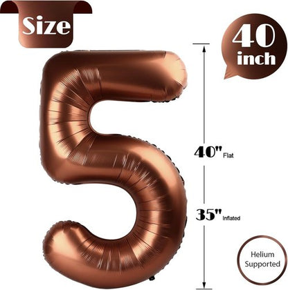 5th Birthday Decorations - Dark Brown 40 Inch Number Balloons by [Brand Name]