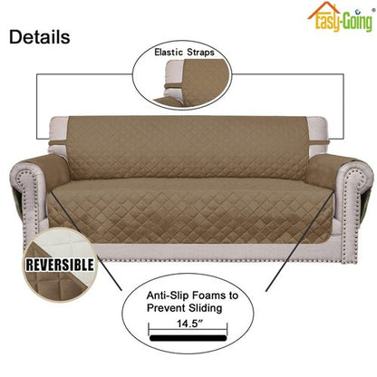 Easy-Going Sofa Slipcover Reversible Loveseat Sofa Cover Couch Cover for 2 Cushion Couch Furniture Protector with Elastic Straps for Pets Kids Dog Cat (Oversized Loveseat, Camel/Ivory)