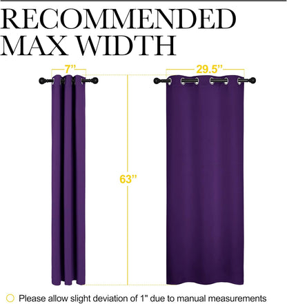 NICETOWN Thermal Curtains - Insulated Blackout Draperies for Bedroom | Set of 2, 34 x 63 Inch, Royal Purple