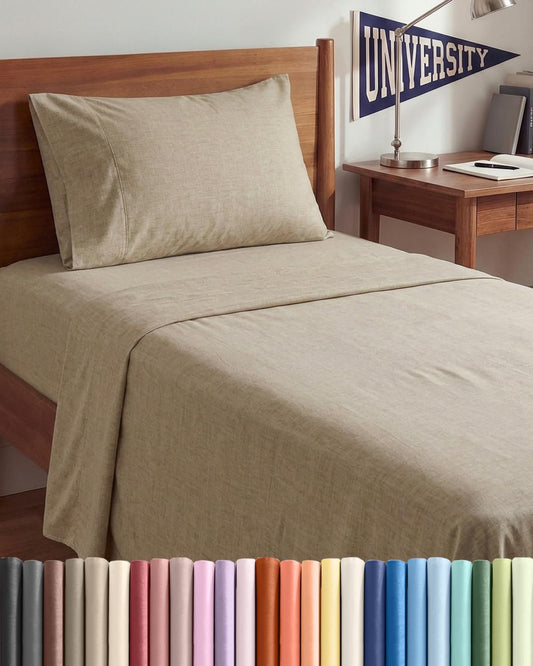 Skiennix Twin XL Sheet Set - Comfy Cooling 3-Piece Bedding - Luxury Hotel Quality - Deep Pockets, Wrinkle-Free, Beige