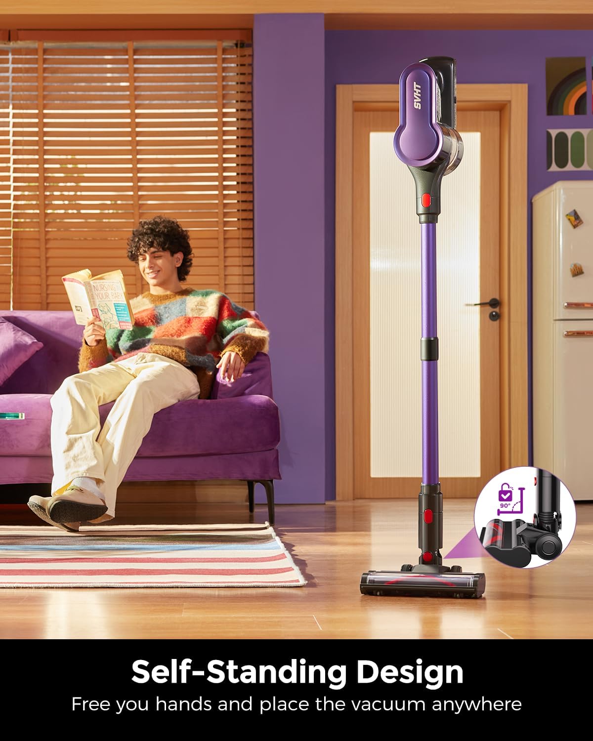 Skiennix Cordless Vacuum Cleaner - 500W, 45KPA Suction, 50Mins Runtime, LED Light, Lightweight for Pet Hair & Hard Floors