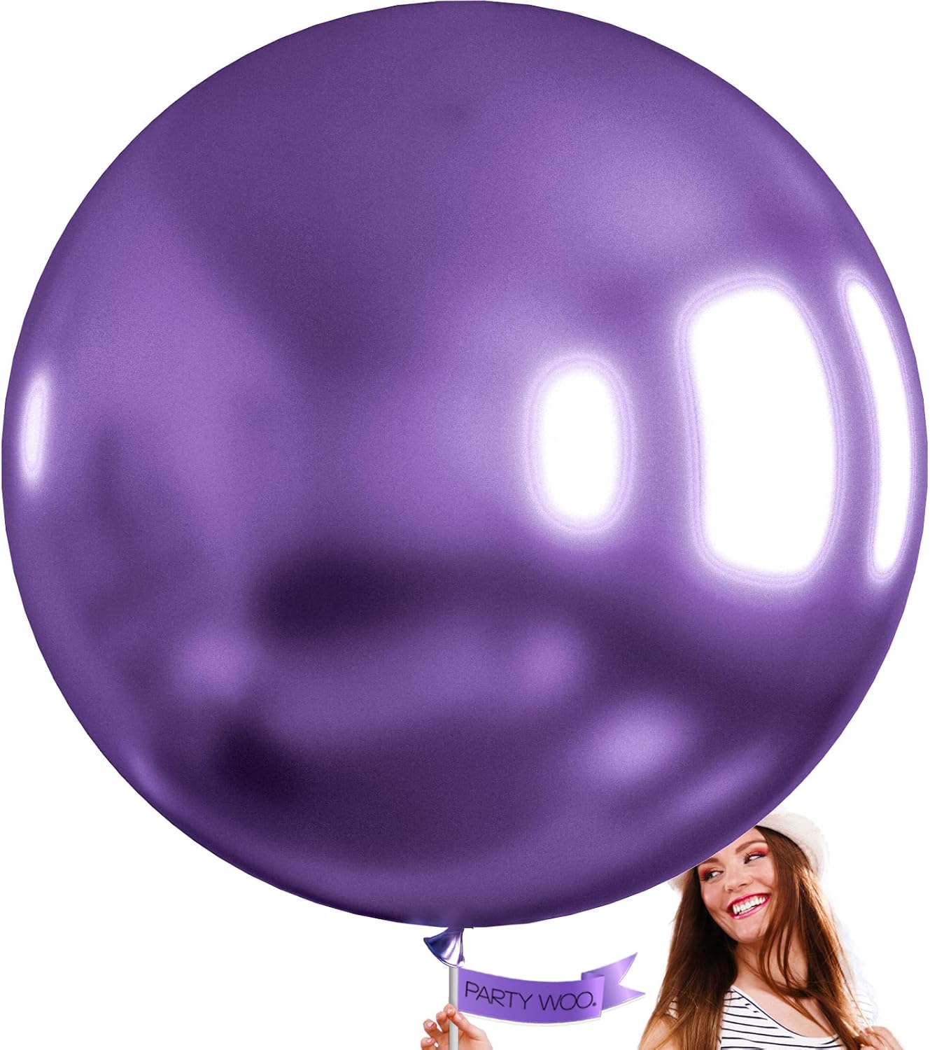 PartyWoo Metallic Purple Balloons - 36 Inch Chrome Latex Helium Balloons for Celebrations | 4 Pack
