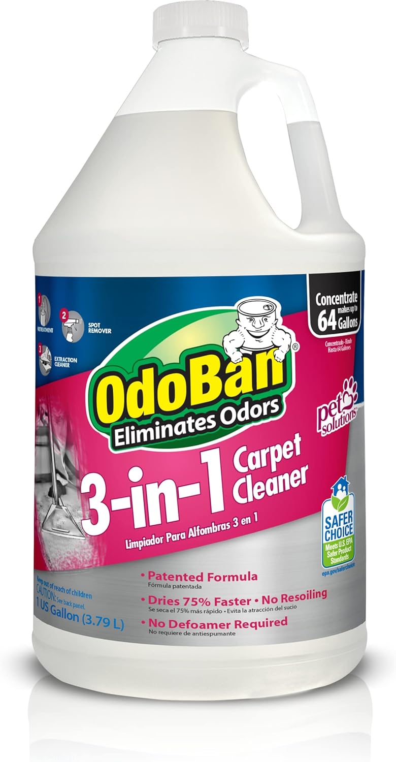 OdoBan Carpet Cleaner - Powerful 3-in-1 Formula for Deep Cleaning | 128 Fl Oz