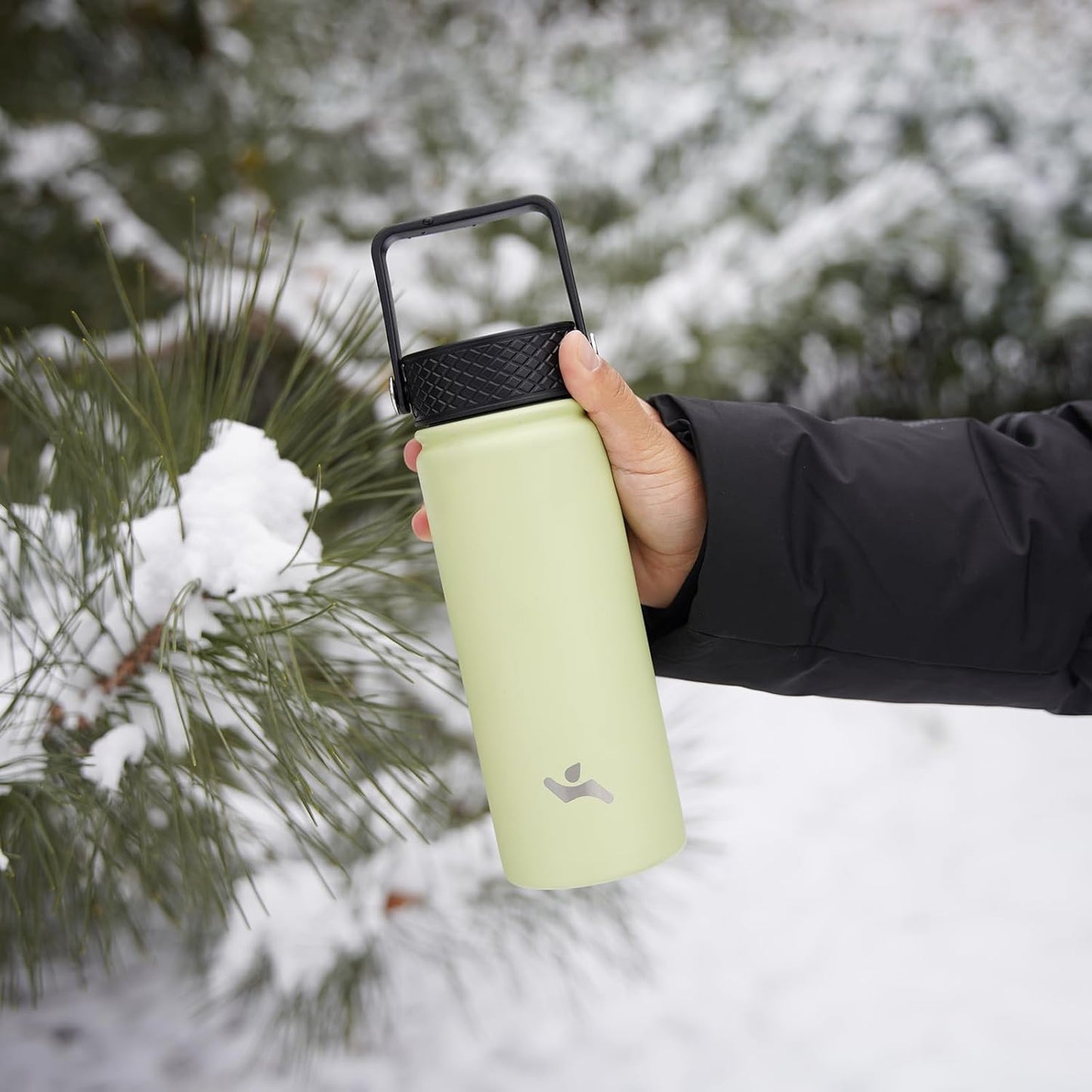 Skiennix 40oz Insulated Stainless Steel Water Bottle - Durable Sport Bottle with 3 Lids | Macaron Green