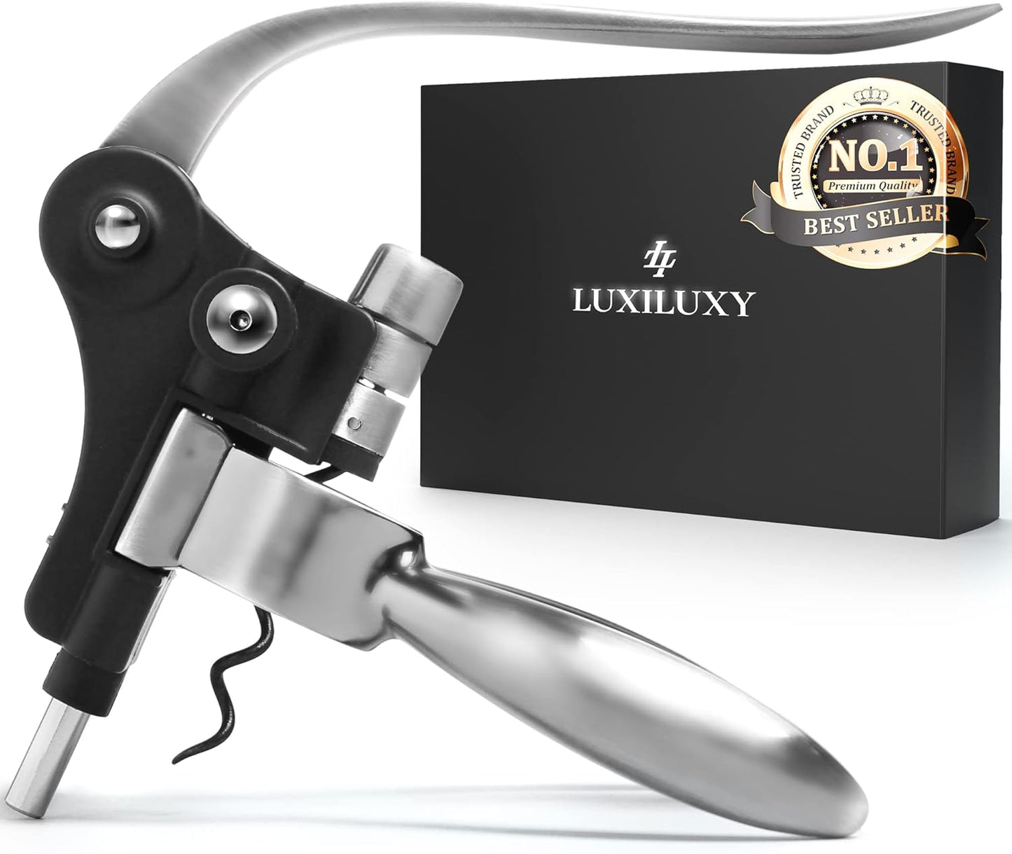 Wine Bottle Opener Corkscrew Set – Luxiluxy [2024 upgraded, does NOT break!] Including Foil Cutter, Bottle Stopper, Opener Stand and Extra Spiral - corkscrews wine opener set- wine opener kit