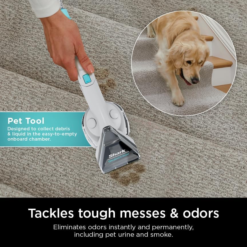 Shark R-EX201 CarpetXpert Upright Cleaner - StainStriker Technology for Carpets & Upholstery, Cyan