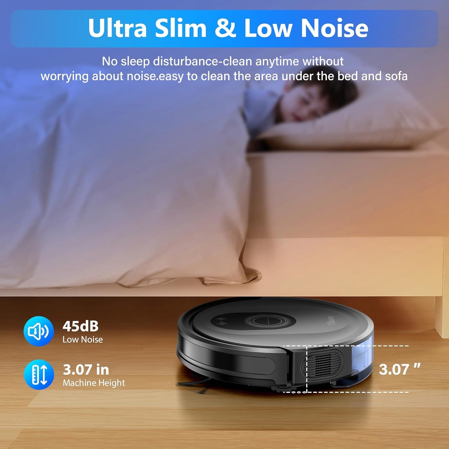 Tikom Robot Vacuum & Mop Combo - 5000Pa Powerful Cleaner with 150 Min Runtime | App & Remote Control for Hard Floors & Carpets