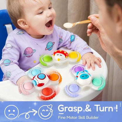 ALASOU Pop Suction Cup Spinner Toys - Sensory Travel Fun for Infants & Toddlers | Ideal Gift for Ages 1-2
