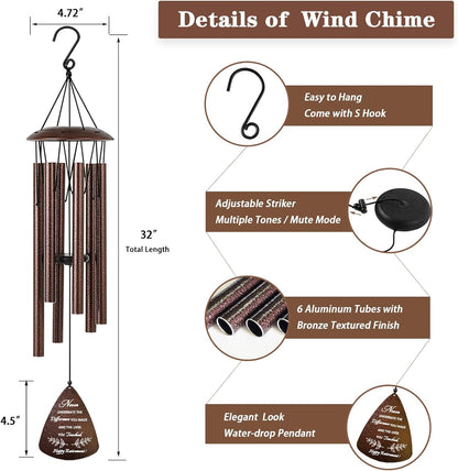 Soopau Wind Chimes - Thoughtful Retirement Gift for Women & Men | 32" Size for Colleagues & Friends
