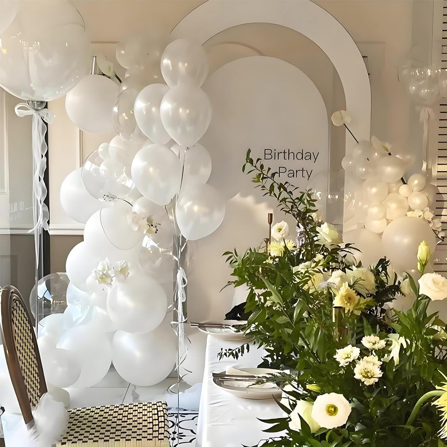 Pearl White Latex Balloons by [Brand Name] - 12 Inch, 110pcs for Birthday Parties & Baby Showers