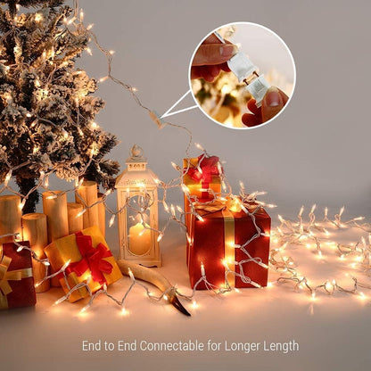 ODEETRONIC Warm Christmas Lights - 21.63ft 100-Count Clear Fairy String Lights | UL Certified Indoor/Outdoor Use