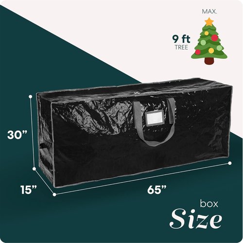 Christmas Tree Storage Bag | Durable Waterproof Zippered Bag for 9 Foot Artificial Trees - Protects Against Dust & Moisture (Black)