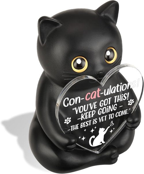 FOKCBOCM Con-Cat-ulations Desk Decor | Encouragement Gift for Graduates & Cat Lovers - Unique Collectible Figurine