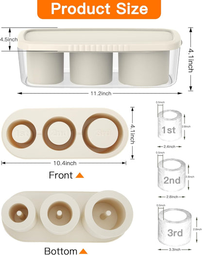 Skiennix Silicone Ice Cube Tray - Easy Fill & Release Cylinder Molds for 30Oz-40Oz Tumblers | BPA-Free White