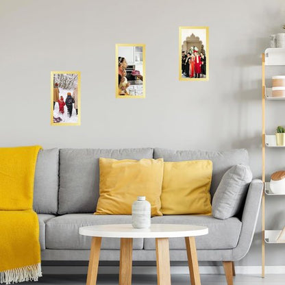 JCJMY Gold 5x11 Picture Frame - Versatile Wall or Tabletop Display with Shatter-Resistant Plexiglass