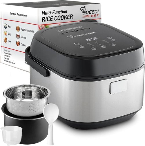 10-Cup Rice Cooker by [Brand Name] - Smart Rice Maker with Nonstick Pot & Steamer Basket | Delay Timer & Keep Warm Function | BPA-Free & Non-Toxic, Stainless Steel