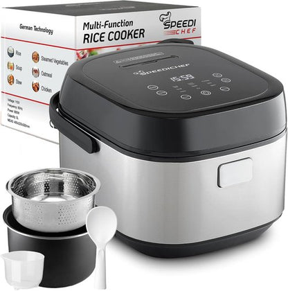 10-Cup Rice Cooker by [Brand Name] - Smart Rice Maker with Nonstick Pot & Steamer Basket | Delay Timer & Keep Warm Function | BPA-Free & Non-Toxic, Stainless Steel