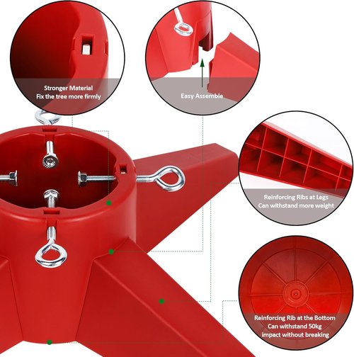 FORUP Christmas Tree Stand - Sturdy Base Holder for Real Trees | Red Color