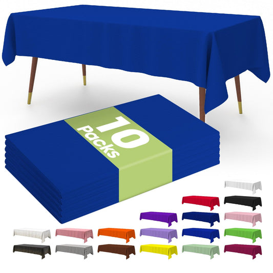 Pureegg Premium Disposable Table Cloth - 10 Pack, 54 x 108 Inch Table Cloths for Parties, Decorative Tablecloths for Rectangle Tables, Navy Blue Plastic Table Cover, Leakproof & Sturdy, Navy Blue