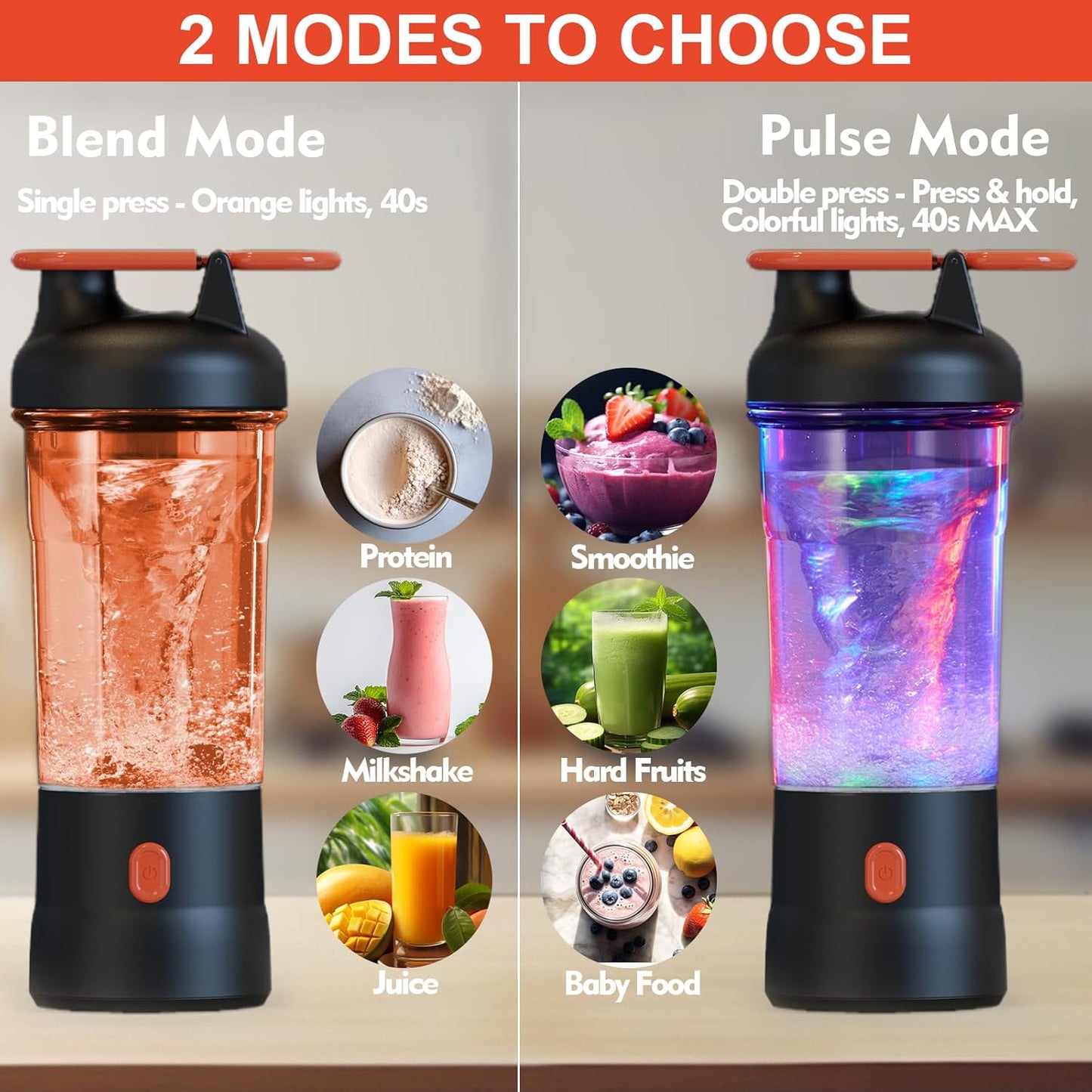 Skiennix Portable Blender - 25oz Personal Smoothie Maker with 6 Blades | USB-C Rechargeable, Black