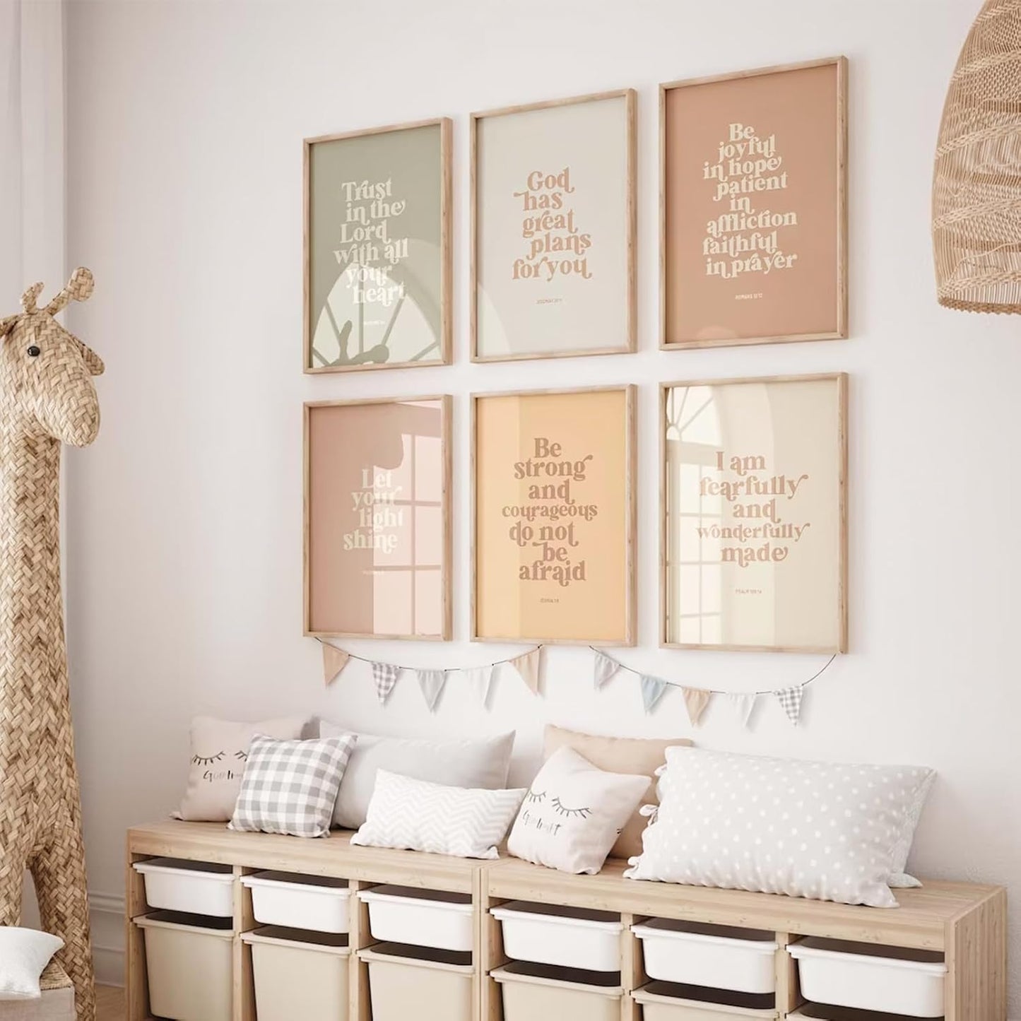 Regine Switzerland Bible Verse Wall Art - Inspirational Christian Canvas Prints for Kids | 8x10 Inch Unframed Set of 6
