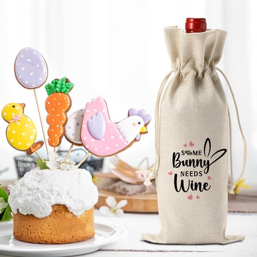 Funny Easter Wine Bag Easter Basket Easter Bunny Ears Decorations Easter Holiday Gifts for Women Men Easter Wine Bag Gifts for Wine Lover Easter Party Decorations