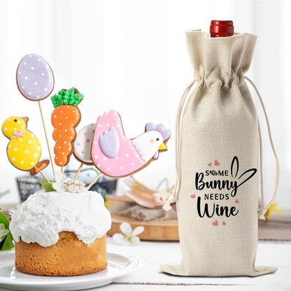 Funny Easter Wine Bag Easter Basket Easter Bunny Ears Decorations Easter Holiday Gifts for Women Men Easter Wine Bag Gifts for Wine Lover Easter Party Decorations