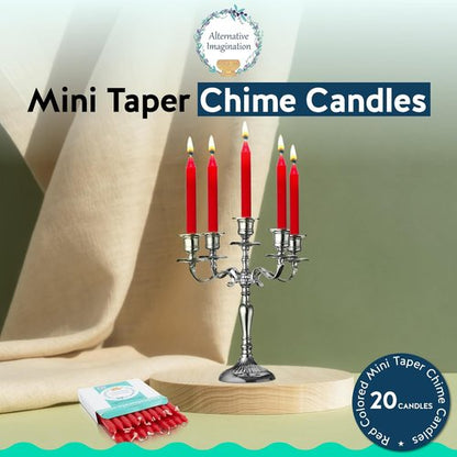 Alternative Imagination Red Chime Candles - 20 Pack Unscented 4-Inch Dripless Mini Taper Candles for Rituals & Home Decor