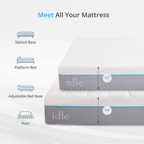 EGOHOME 12 Inch Queen Mattress in a Box, Gel Memory Foam Mattress with Cooling Cover, Medium Firm for Pressure Relief & Comfort, Foam Made in USA, Fiberglass Free, CertiPUR-US Certified, 60”x80”x12”