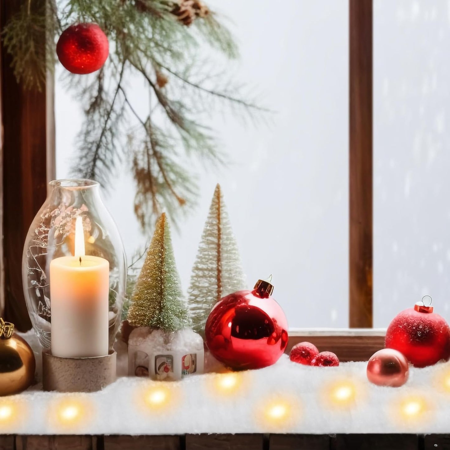 QZYL Christmas Snow Blanket Roll with Lights - 1.5 x 6FT White for Festive Decorations