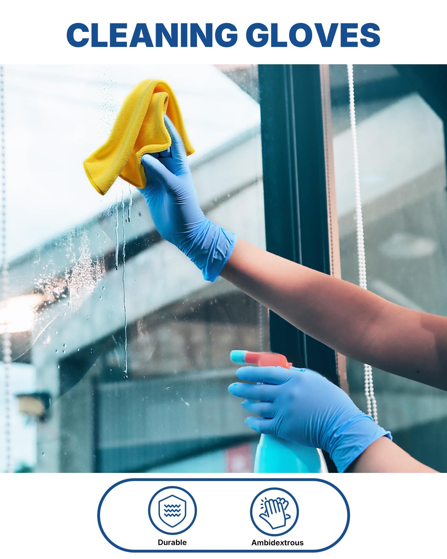 Schneider Blue Vinyl Synthetic Exam Gloves, Large, Box of 100, 4 Mil, Powder-Free, Latex-Free, Non-Sterile, Disposable Gloves