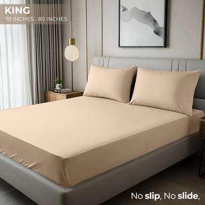 Utopia Bedding King Fitted Sheet - Soft Microfiber - Deep Pocket - Fade Resistant - Easy Care (Beige)
