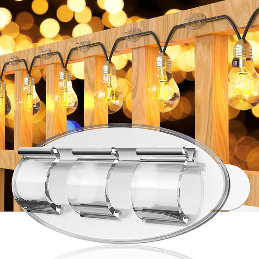 Skiennix Heavy-Duty Hooks for Outdoor String Lights - 30Pcs Waterproof Adhesive Clips for Easy Hanging