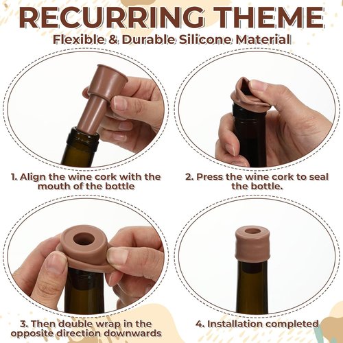8 PCS Silicone Wine Stopper, 4 Colors Reusable & Unbreakable Glass Bottle Sealer Covers Wine Stoppers Soft Seal Bottle Cover Caps to Keep Wine Champagne Fresh Home Use