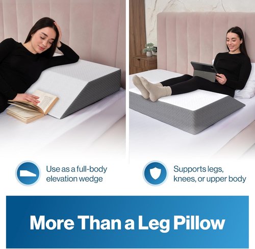Kölbs Extra Wide Leg Elevation Pillow - Chic Jacquard Cover for Comfort | XL Size for Knee & Ankle Support