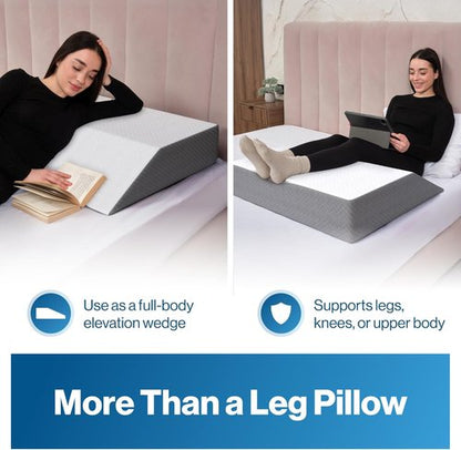 Kölbs Extra Wide Leg Elevation Pillow - Chic Jacquard Cover for Comfort | XL Size for Knee & Ankle Support