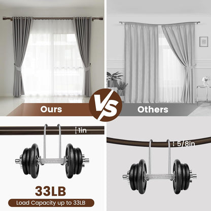 Skiennix Heavy-Duty Adjustable Brown Curtain Rod - 30 to 60 Inch, Fits 30-54 Inch Windows
