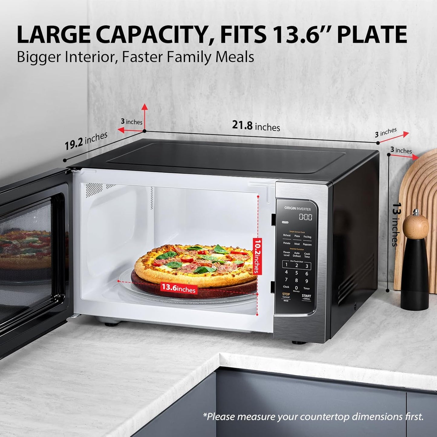 TOSHIBA Countertop Microwave Oven - Inverter Technology & Smart Sensor | 1.6 Cu.ft, Black Stainless Steel