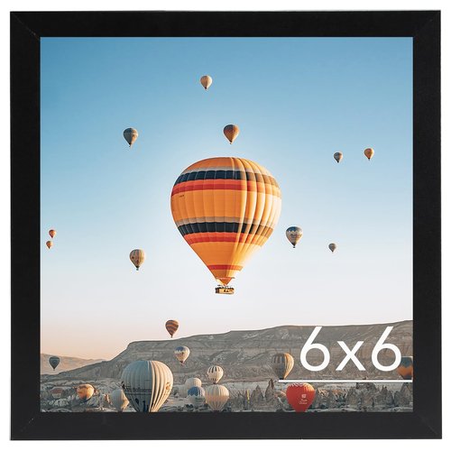 JCJMY 6x6 Picture Frame Black for Wall Hanging or Tabletop, Wall Mounting Horizontally or Vertically, 6 x 6 Square Wall Gallery Poster Photo Frame with Shatter Resistant Plexiglass, Black