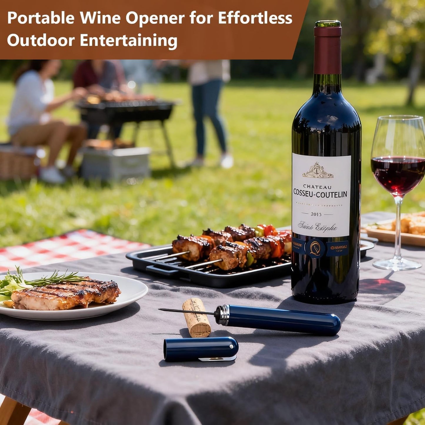 Wine Bottle Opener with Foil Cutter - NUCOKRS Air Pump Aeropop Corkscrew, Pen Style Opens in 3-7 Pumps, Effortless & No Damage to Cork, Compact Gift for Wine Lovers (Blue)
