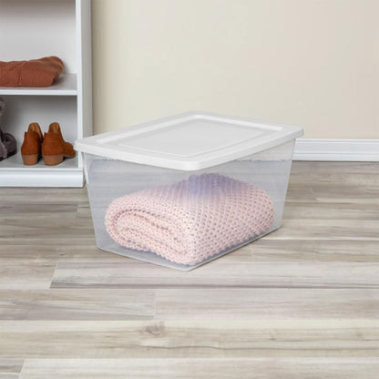 Sterilite 8-Pack Storage Boxes - Clear Plastic Containers with Lids | 58 Quart Heavy-Duty Organizers for Home & Office